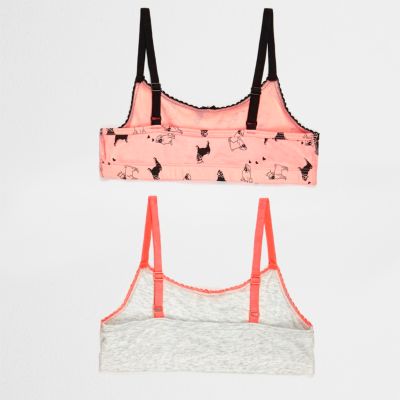 Girls pink pug print crop top pack